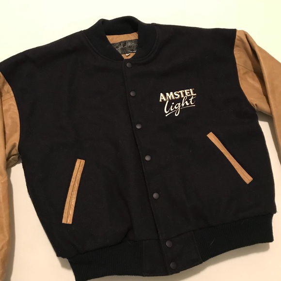 Vtg Amstel light Wool & Leather jacket bomber Sz M - Picture 3 of 8